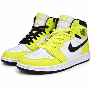 Nike Air Jordan 1 High Volt Yellow Black White Mens Size 7 Excellent